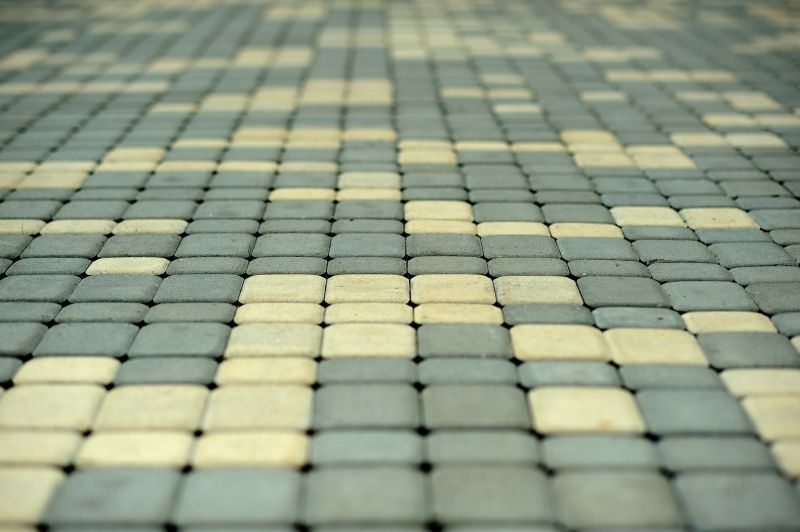 Paver patio with geometric pattern